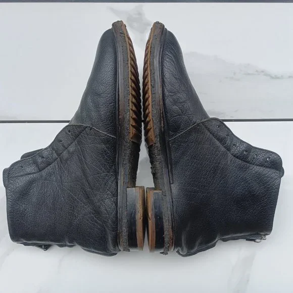 Elia Maurizi Leather Ankle Boots Back Zip Natural Rubber Mid-Sole Size 10.5 M - Picture 8 of 12